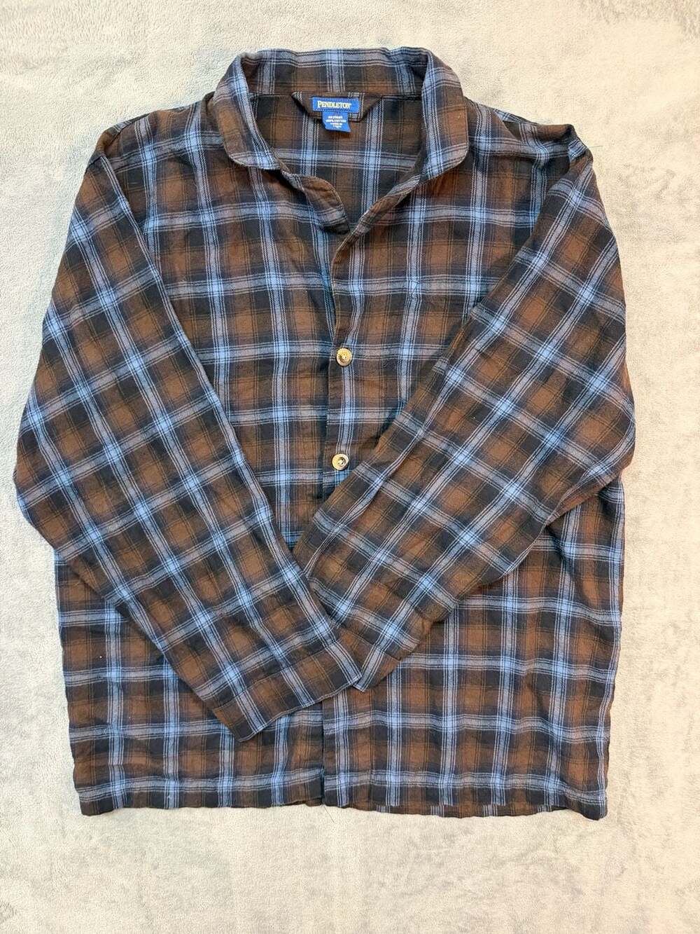 Pendleton Men's Brown Blue Plaid sleepwear size large 100% cotton